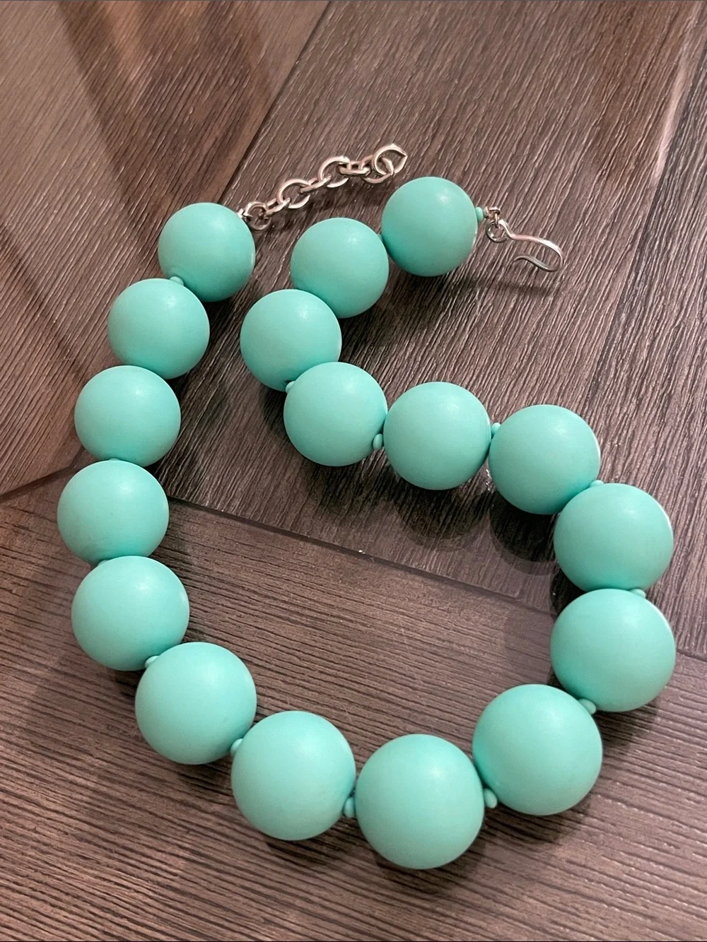 Vintage MONET Round Matte Gum Ball Sized Beaded Necklace - Tiffany Blue ?